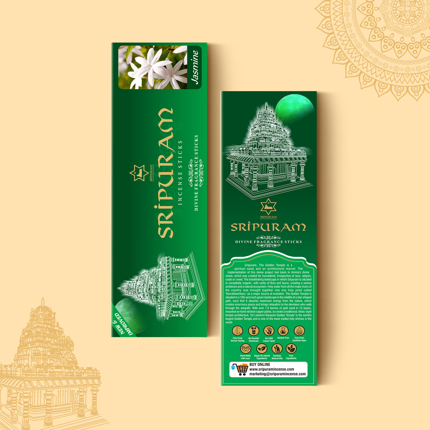 Sripuram Jasmine Incense - 20 Sticks (Pack of 12)
