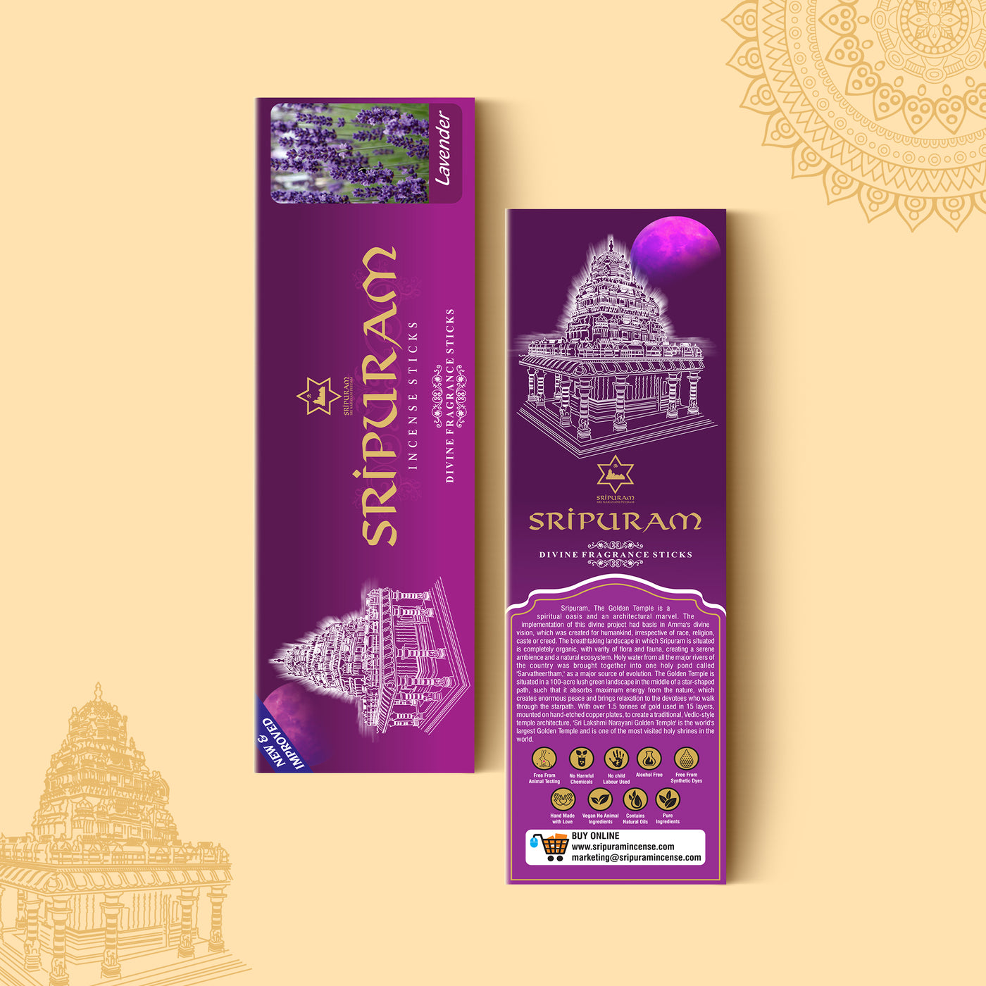 Sripuram Lavender Incense - 20 Sticks (Pack of 12)