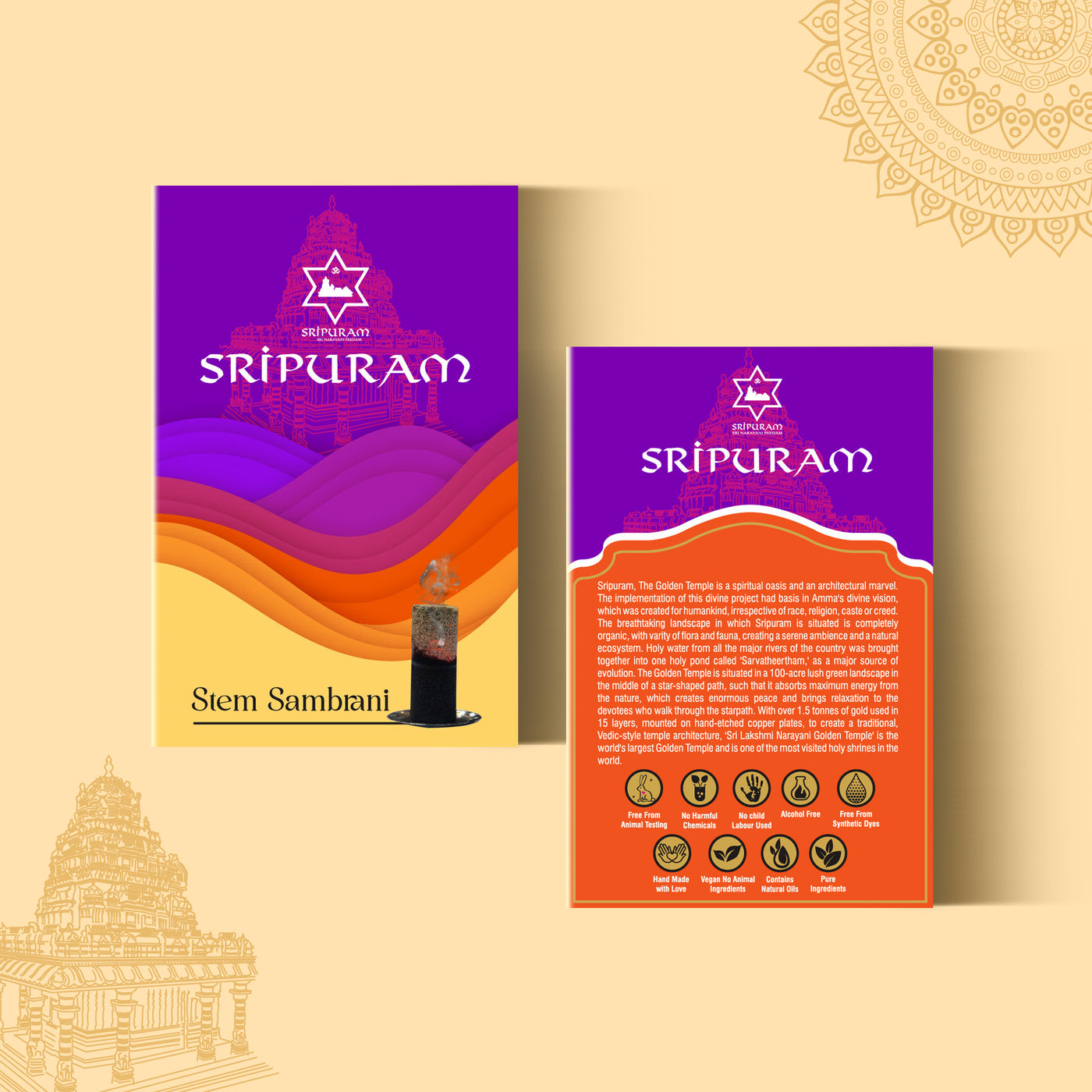 Sripuram Stem Sambrani - 10 Sticks (Pack of 12)