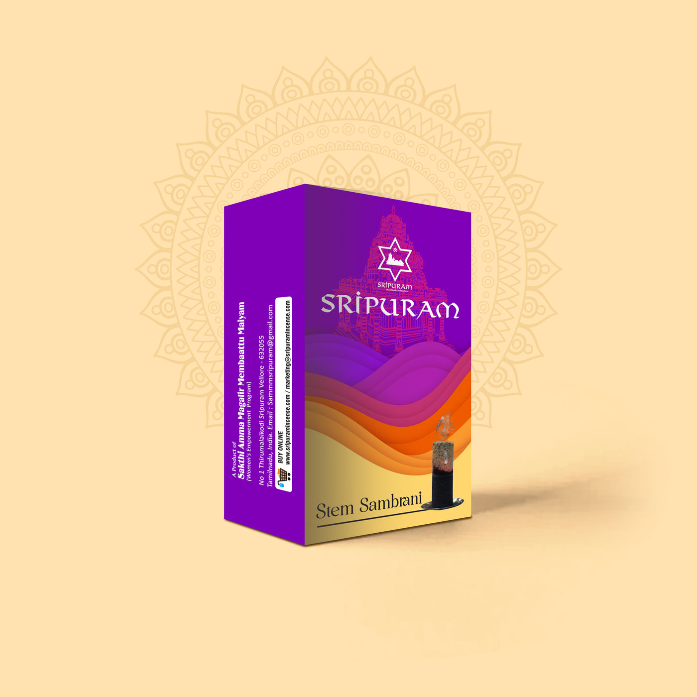 Sripuram Stem Sambrani - 10 Sticks (Pack of 12)